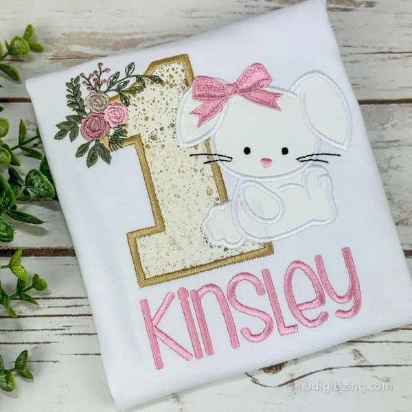 Cute bunny applique embroidf