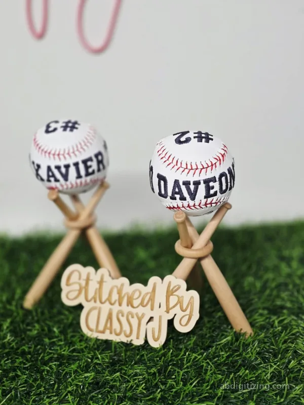 Softball embroidery design outcome