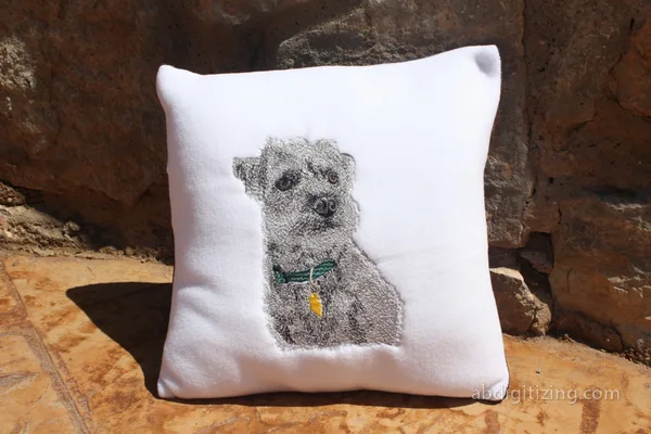 Dog embroidery Design on Pillow
