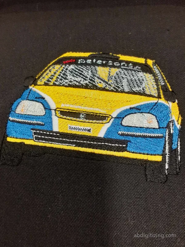 yellow Race car machine embroidery design