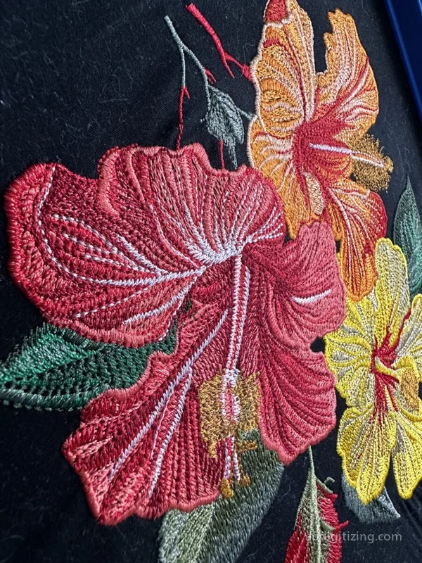 floral embroidery design for a black jacket