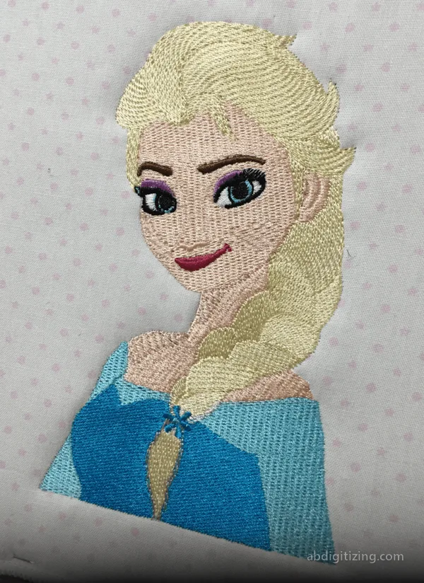Elsa from frozen movie character as machine embroidery design