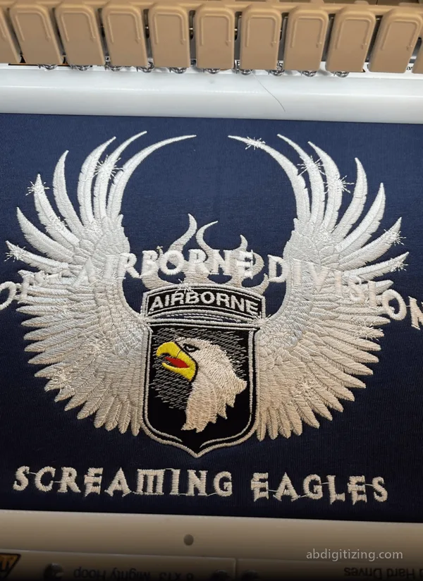 united states airbone screamimg eagles embroidery design